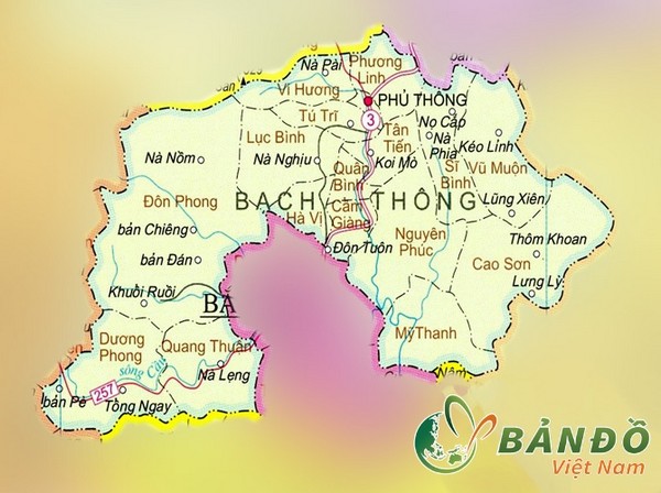 Bản đồ huyện Bạch Thông